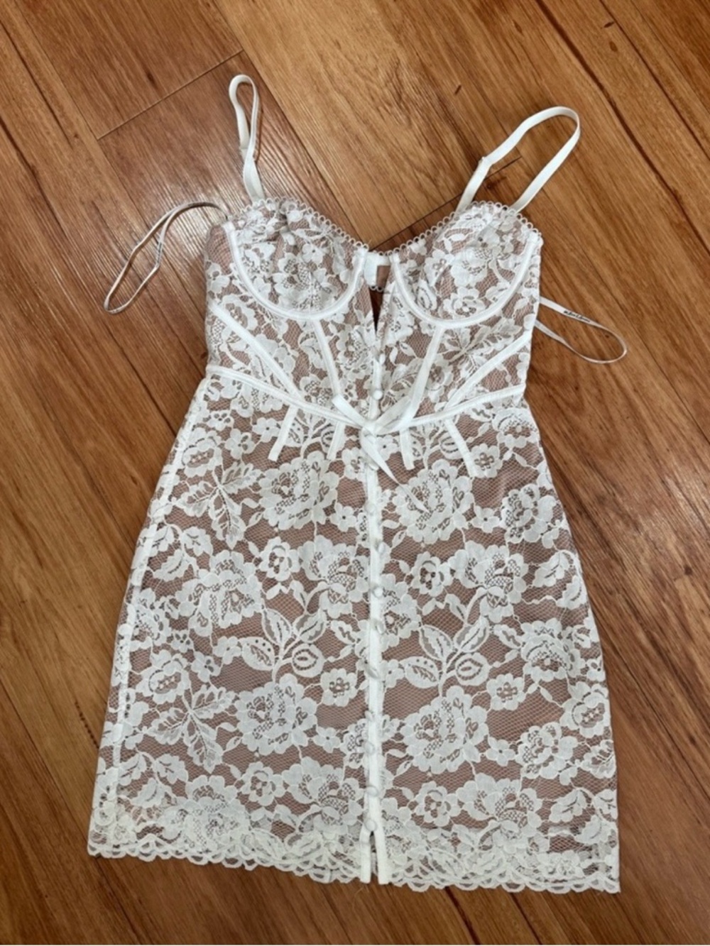 For Love & Lemons Ivory Lace Mini Dress